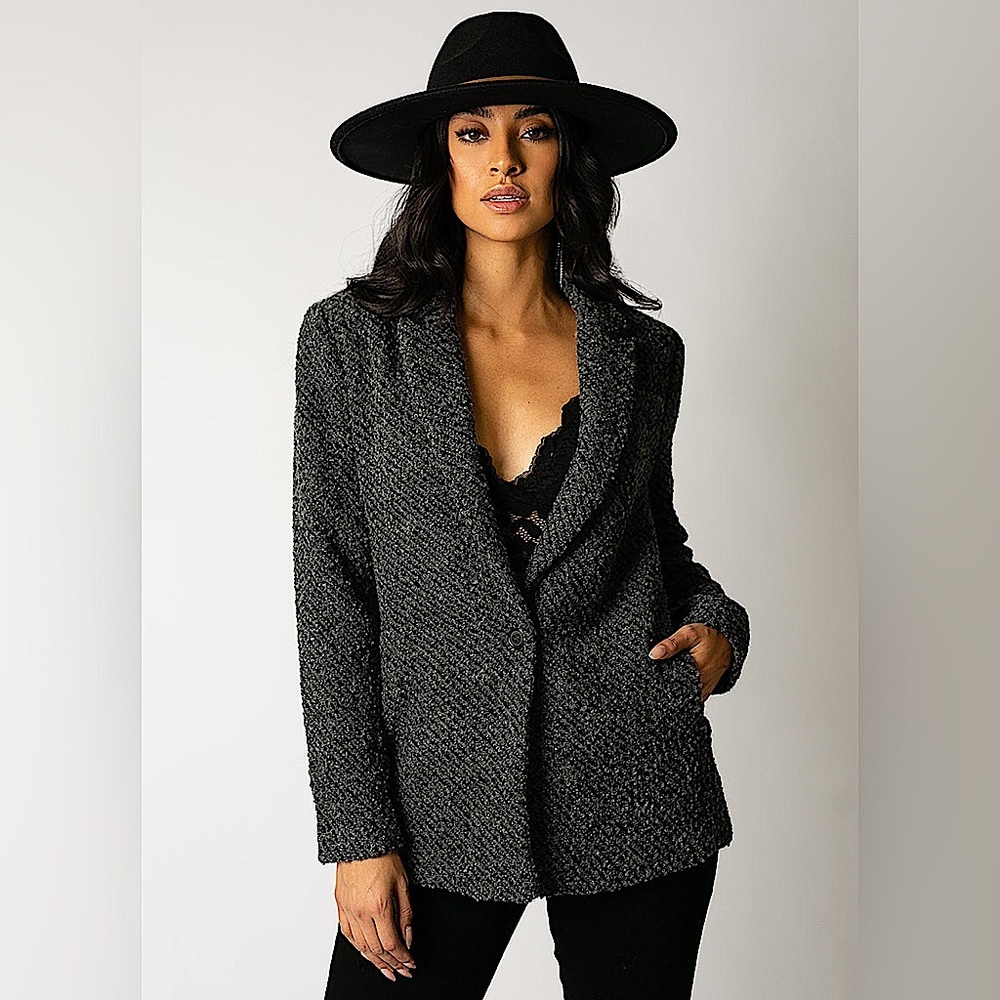 🩶Joyfolie Louve Blazer in Charcoal Black, M, NWT✨